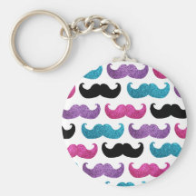 Kleurrijk bling snorpatroon (Faux schittert) Sleutel Hanger