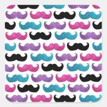 Kleurrijk bling snorpatroon (Faux schittert) Vierkante Sticker