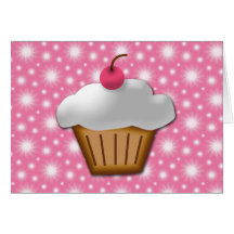 Knipsel Cupcake met Roze Kers op Bovenkant Kaart