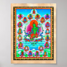 Koel oosters tibetan thangka Groen Tara tattoo Print