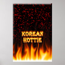 Koreaanse brand Hottie en vlammen Rood marmer Afdruk