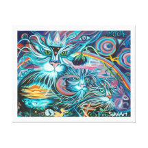KOSMISCHE KATTEN verpakte canvasdruk ©2002 SylviAR Stretched Canvas Afdruk