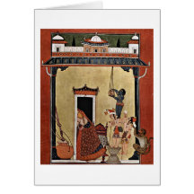 Krishna vole le lait par le peintre indien (i) cartes de vœux