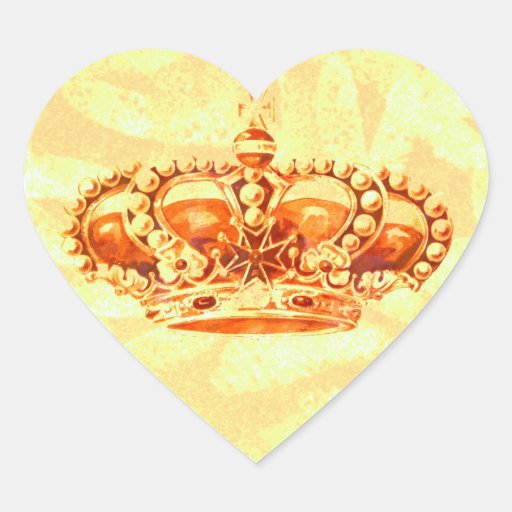 Kroon in Goud Hartvormige Sticker