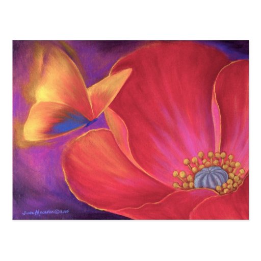 Kunst van de Papaver van de vlinder de Roze - Mult Wens Kaarten