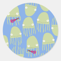 Kwallen die Sticker Ukelele in Blauw spelen