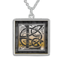 L monogramme initial" colliers en pierre noirs "ce