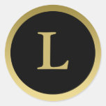 L : : Monogramme L or élégant et autocollants noir