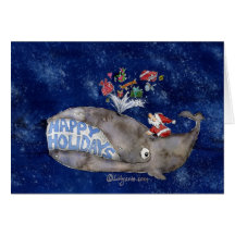 La baleine souhaite la carte de Noël bonnes fêtes