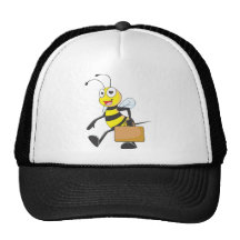 La bande dessinée mignonne d'abeille portent l'att casquette de camionneur