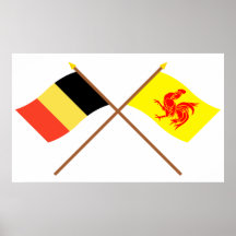 La Belgique croisée et les drapeaux wallons de rég Affiches