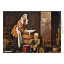 La blanchisseuse, par Chardin Jean-Baptiste Siméon Carte De Vœux