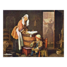 La blanchisseuse, par Chardin Jean-Baptiste Siméon Faire-parts