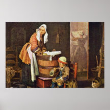 La blanchisseuse, par Chardin Jean-Baptiste Siméon Posters