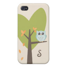 La branche d'arbre mignonne de monogramme de hibou étui iPhone 4