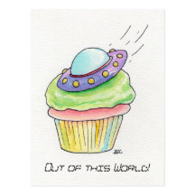 La carte postale de petit gâteau d'UFO de soucoupe