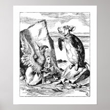 La faux tortue et Gryphon chantent à Alice Affiche