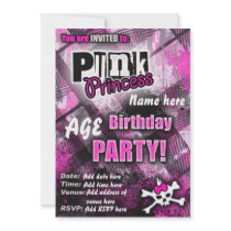 La fête d'anniversaire punk de princesse invitent invitation