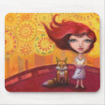 La fille et le Fox Tapis De Souris