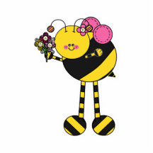 La fille mignonne gaffent l'abeille photo en découpe