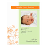 La fleur griffonne le vert • Faire-part de bébé Carte Postale