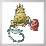 la grenouille de prince avec s'est levée affiches