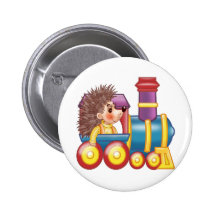la locomotive et le hérisson badge avec épingle