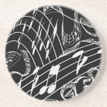 LA MUSIQUE NOTE COASTERS-BLACK DESSOUS DE VERRE