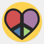 La paix signent dedans des autocollants d'un coeur