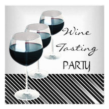 La partie d'échantillon de vin boit le blanc noir  invitations personnalisées