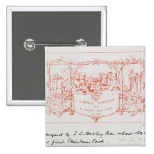 La première carte de Noël, par J.C.Horsley, 1843 Badges Avec Agrafe
