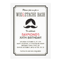La rétro perruque et la moustache de rayures frapp invitations