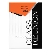 La Réunion de classe orange et noire personnalisab Cartons D'invitation