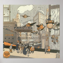 La science-fiction vintage Steampunk Paris urbain Affiches