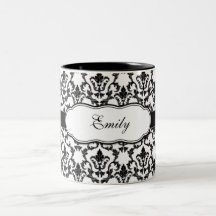 La tasse de damassé ajoutent votre nom