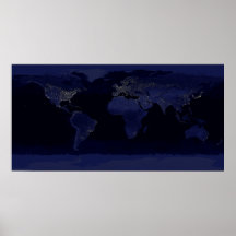 La terre par nuit affiche