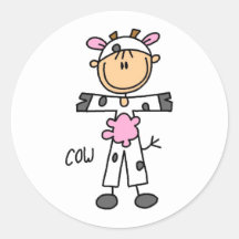 La vache habillent des T-shirts et des cadeaux Autocollants Ronds
