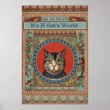 La vie vintage du chat pour des amants de Kitty Posters