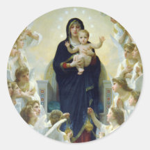 La Vierge avec des anges, William Bouguereau Adhésif Rond