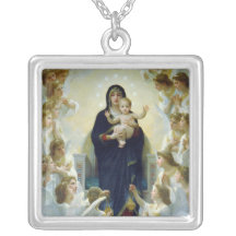 La Vierge avec des anges, William Bouguereau Collier Personnalisé