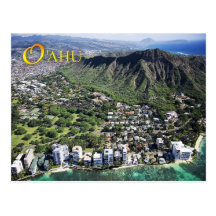 La vue aérienne de la plage de Waikiki et le diama Carte Postale