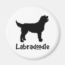 Labradoodle avec le texte frais magnets pour réfrigérateur