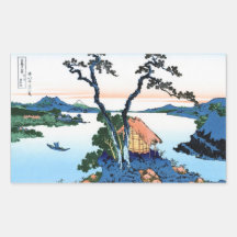 Lac Suwa dans la province de Shinano Hokusai Sticker Rectangulaire