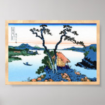 Lac Suwa dans la province de Shinano Hokusai Affiche