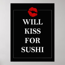 L'affiche de sushi embrassera pour la copie unique