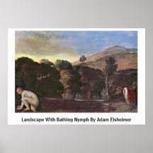 Landschap met het Baden van Nimf door Adam Elsheim Posters
