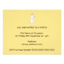 Lapin blanc sur le fond jaune cartons d'invitation
