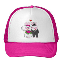 Lapin de jeunes mariés casquette de camionneur