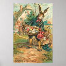 Lapin de Pâques avec des oeufs pour des enfants Affiche