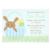 Lapin de Pâques dans un panier Invitation Personnalisée